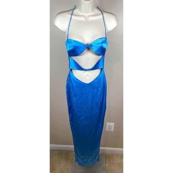 Sau Lee Palmer Cutout Bodycon Azure Blue Maxi Dress Size 00 - Picture 3 of 9